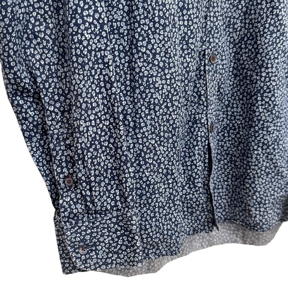 Ted Baker Blue Leopard Print Long Sleeve Chic Careerwear Buttondown Size 4 - Picture 4 of 11